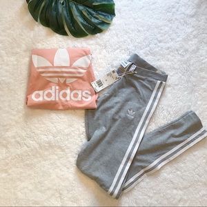 NWT 🆕 Light Grey 3 Stripe Leggings - Small